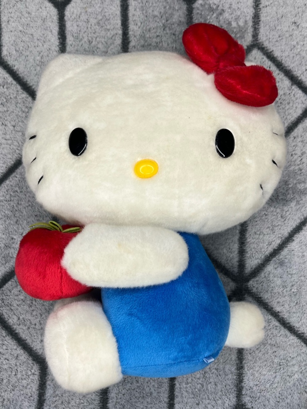 Hello Kitty San Rio White Teacher Plush w Blue Outfit Red Bow & Apple 2009